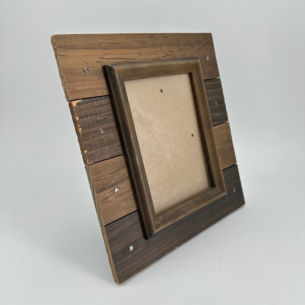 Hobby Lobby Rustic Multi-Tone Wood Plank 4x6 Tabletop Picture Frame Farmhouse